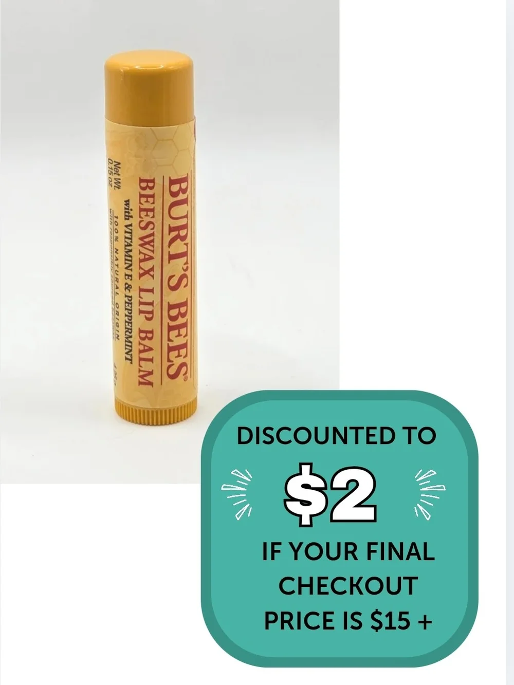 $2 When Bundled with $13+ Burt's Bees Beeswax Lip Balm